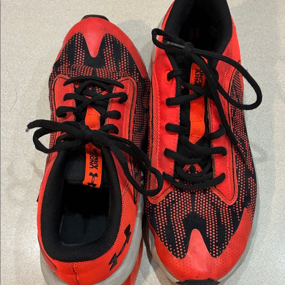 Under Armour Red and Black Kids Sneakers